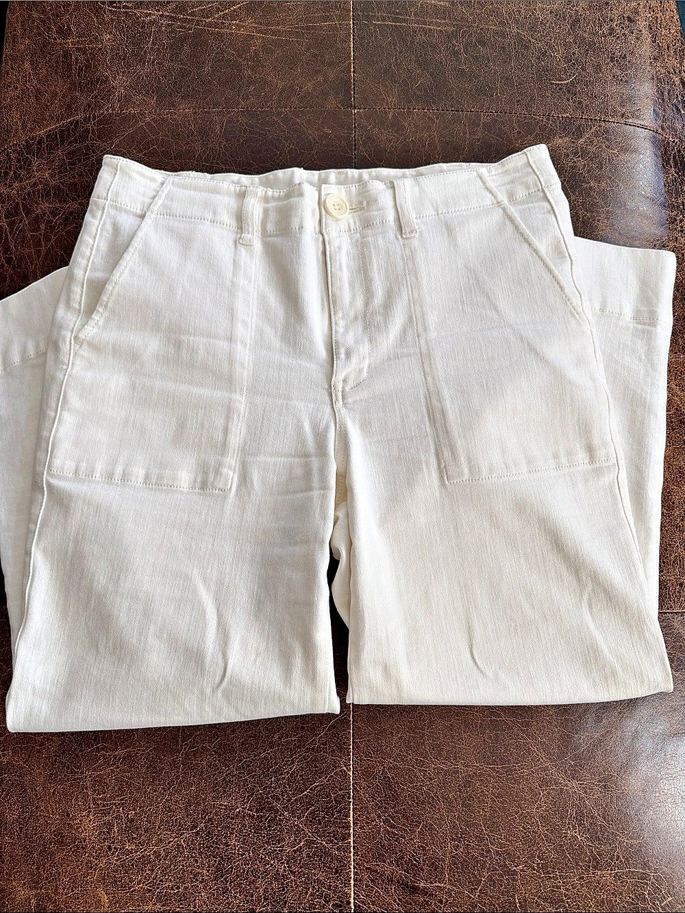 cabi Lido Crop Straight Leg Pants White Size 8